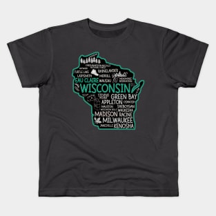 Eau Claire Wisconsin cute Milwaukee, Osseo, Green Bay, Kenosha, Racine, Appleton, Waukesha, Eau Claire, Oshkosh, Janesville Kids T-Shirt